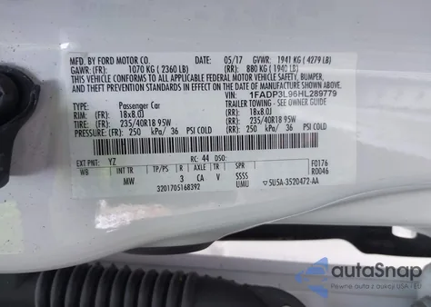 2017 Ford Focus St from USA, damaged, VIN 1FADP3L96HL289779